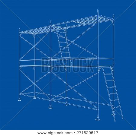 3d Outline Scaffold. Vector Rendering Of 3d. Wire-frame Style. The Layers Of Visible And Invisible L