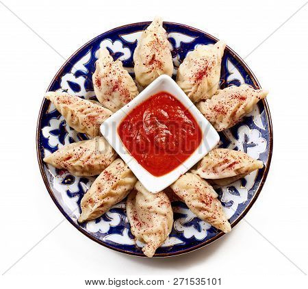 Manta Rays On A Plate On White Background.