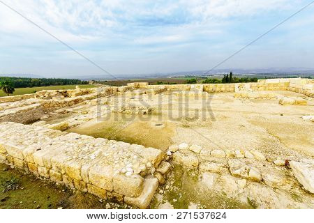 Archaeological Remains In Tel Megiddo National Park. Northern Israel