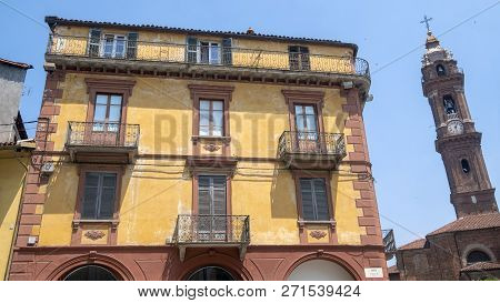 Saluzzo, Cuneo, Piedmont, Italy: Belfry Of The Historic Cathedral (duomo) And Palace
