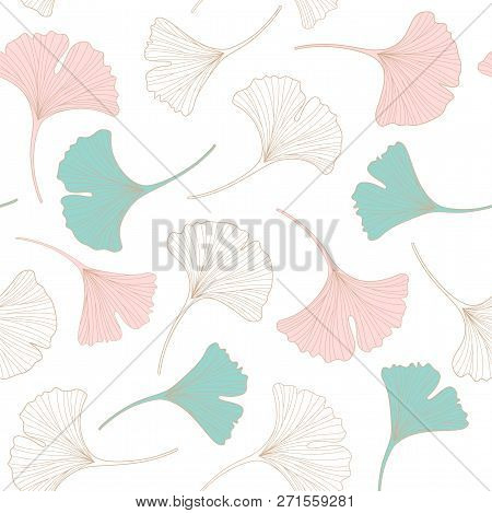 Floral Seamless Pattern With Gingko Leaves. Vector