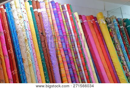 Singapore - November 16, 2018: Fabric Shop At Arab Shopping Street In Bugis Singapore