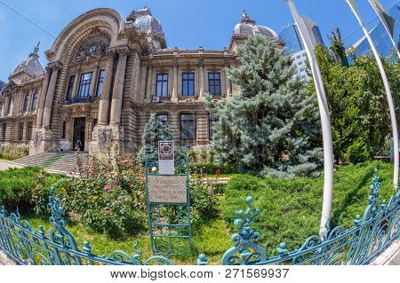 Bucharest, Romania-july 16, 2018: Cec Bank Is A State-owned Romanian Banking Institution Built On Ca