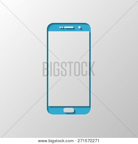 Sellphone Icon. Paper Design. Cutted Symbol With Shadow