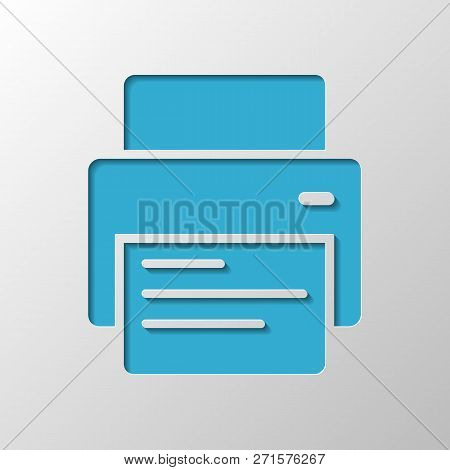 Printer And Paper. Paper Design. Cutted Symbol With Shadow