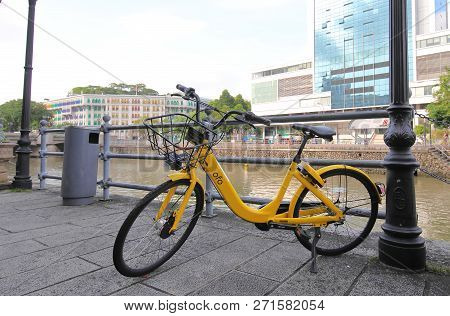 Singapore - November 18, 2018: Ofo Bicycle Share System In Singapore