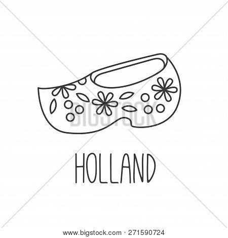 Holland Wooden Shoe Clog Clomp Doodle Line Vector Icon