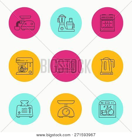 Kitchen Utensils And Household Appliances Linear Icons