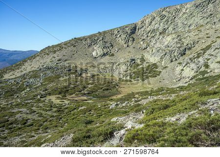 Glacial Lagoon Next To The Pico Del Nevero (snowfield Peak; 2.209 Metres), In Guadarrama Mountains N