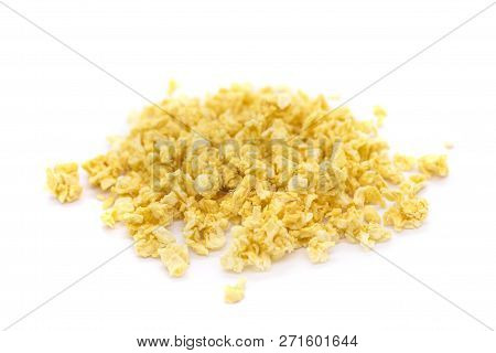 Freeze Dried Pineapple On A White Background. Lyophilization. Food For Astronauts. Isolated