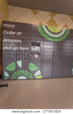 Amazon Locker Self-service Parcel Delivery, Pickup At Whole Foods Store Entrance