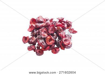 Freeze Dried Cherry On A White Background. Lyophilization. Food For Astronauts. Isolated