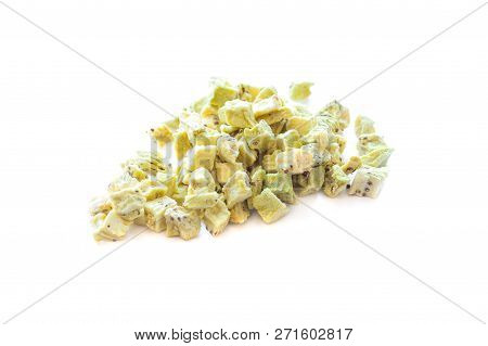Freeze Dried Kiwi On A White Background. Isolated. Lyophilization. Food For Astronauts