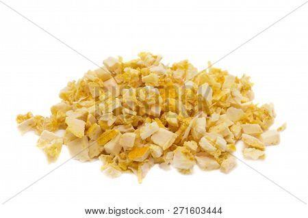Freeze Dried Orange On A White Background. Lyophilization. Food For Astronauts. Isolated