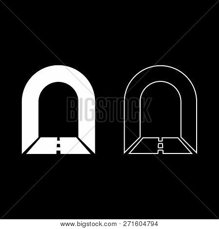 Subway Tunnel With Road For Car Icon Set White Color Vector Illustration Flat Style Simple Image 8