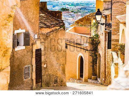 Street In The Old Town Of Capdepera On Majorca Island, Spain