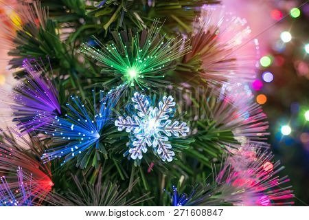 fiber optic decorated Christmas Tree with dectoration