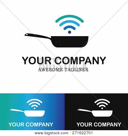 Connected Restaurant Logo Design Template. Flat Style Design. Vector Illustration