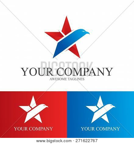 Eagle Star Logo Design Template Flat Style Design. Vector Illustration
