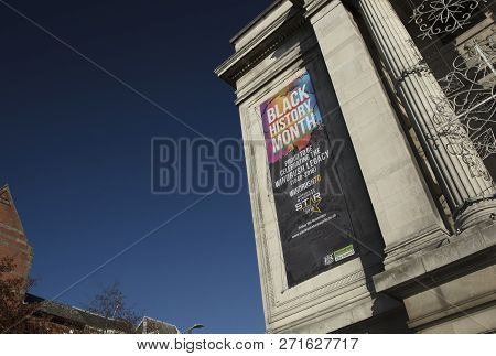 Nottingham, Nottinghamshire, Uk: October 2018: Banner To Celebrate Black History Month