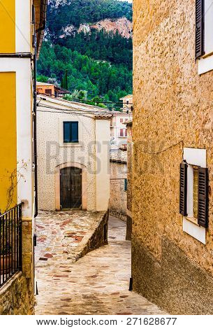 Idyllic Old Mediterranean Village With Narrow Alley Way