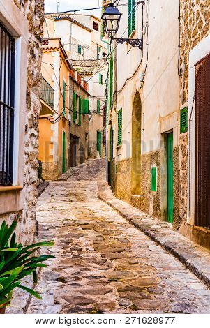 Idyllic Old Mediterranean Village With Narrow Alley Way