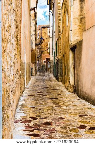 View Of The Old Village Of Estellencs On Majorca Island, Spain