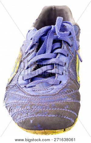 Old Futsal Shoes On White Background Football Sportware Object Isolated