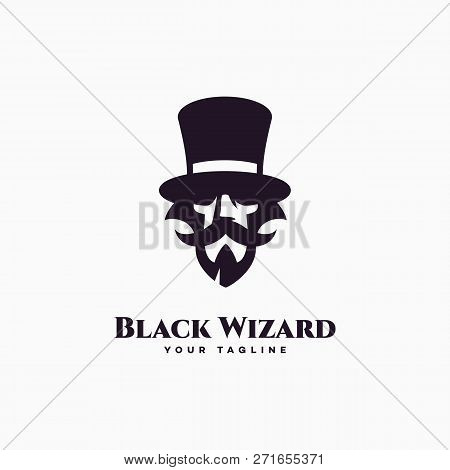 Black Wizard Logo Design Template. Vector Illustration.
