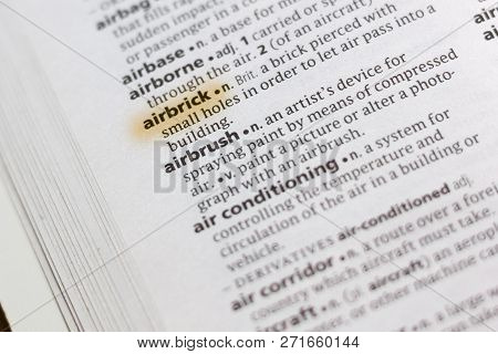The Word Or Phrase Airbrick In A Dictionary Highlighted With Marker.