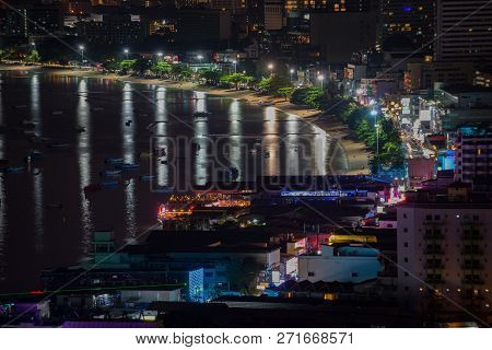 Pattaya City At Night View From Pratumnak Hill Overlook Thailand