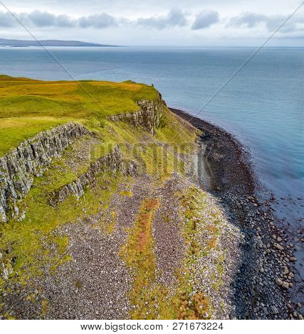 Aerial Of The Coastline Of North West Skye By Kilmuir - Scotland
