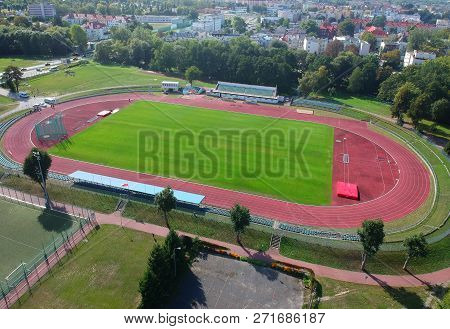 Koszalin, Poland - 13 September 2018 - Aerial View On Baltyk Club Court In Koszalin City, Andersa St