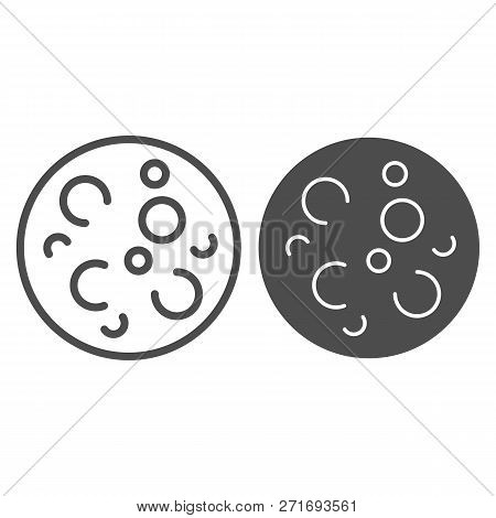 Moon With Craters Line And Glyph Icon. Full Moon Vector Illustration Isolated On White. Space Outlin