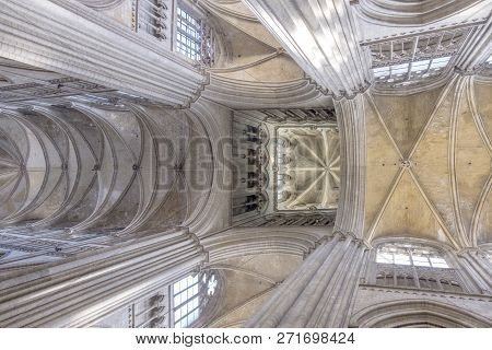 Rouen, France - August 15, 2018: Rouen Cathedral. Interior Of A Catholic Temple In Rouen France