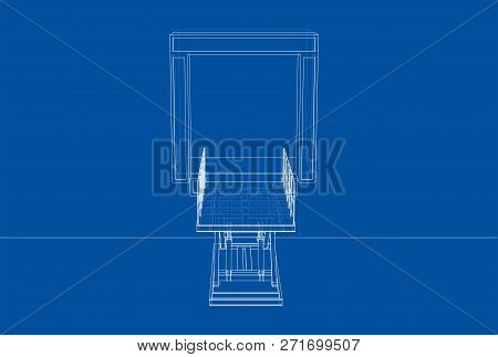 Dock Leveler Concept. 3d Illustration. Wire-frame Style