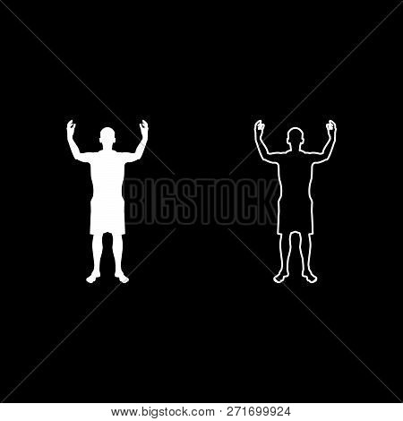 Man Happy Meet Anyone Silhouette Meeting Joy Concept Front View Icon Set White Color Vector Illustra