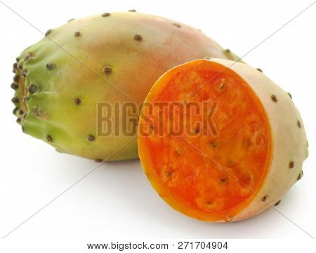 Prickly Pear Fresh And Juicy Over White Background