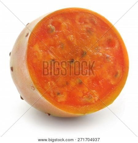 Fresh Sliced Prickly Pear Over White Background