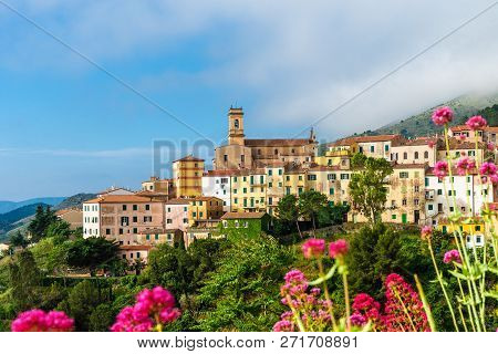 Panoramic View Over Rio Nell`elba In Elba Island, Tuscany, Italy.