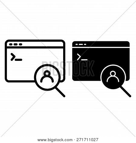 Computer Window And User Search Line And Glyph Icon. Browser Vector Illustration Isolated On White. 