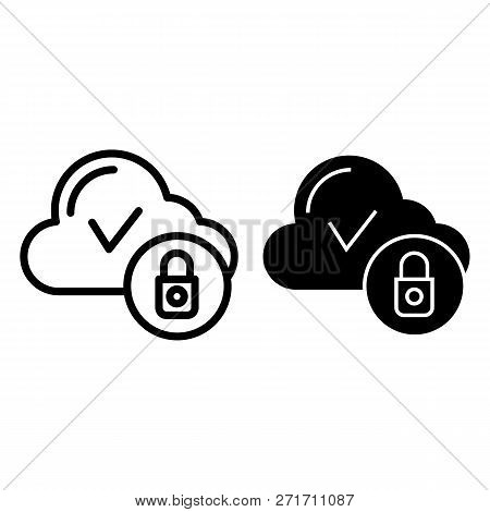 Cloud Computing With Check Line And Glyph Icon. Cloud Security Vector Illustration Isolated On White