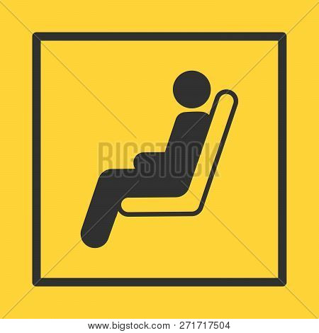 Bus Or Train Or Plane Seat Yellow Sticker In Square Frame, Can Be Used For Labels, Traffic Signs, Re