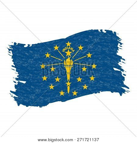 Flag Of Indiana. Grunge Abstract Brush Stroke Isolated On A White Background. Vector Illustration.