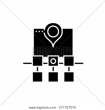 Sitemap Web Structure Black Icon, Vector Sign On Isolated Background. Sitemap Web Structure Concept 