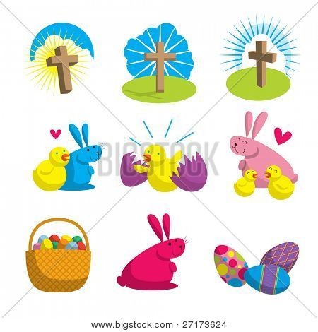 collection d'icônes sur le thème de Pâques et de logos pour de multiples utilisations. illustrations vectorielles