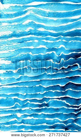 Watercolor Texture Paint Wave Strip Paper Blue White