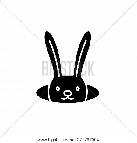 Conjure Hare Black Icon, Vector Sign On Isolated Background. Conjure Hare Concept Symbol, Illustrati
