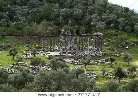 Columns Of The Ancient Temple Of Zeus At Euromos Was An Ancient City In Caria Anatolia Turkey