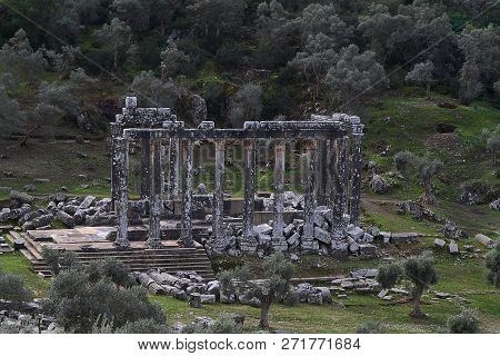 Columns Of The Ancient Temple Of Zeus At Euromos Was An Ancient City In Caria Anatolia Turkey